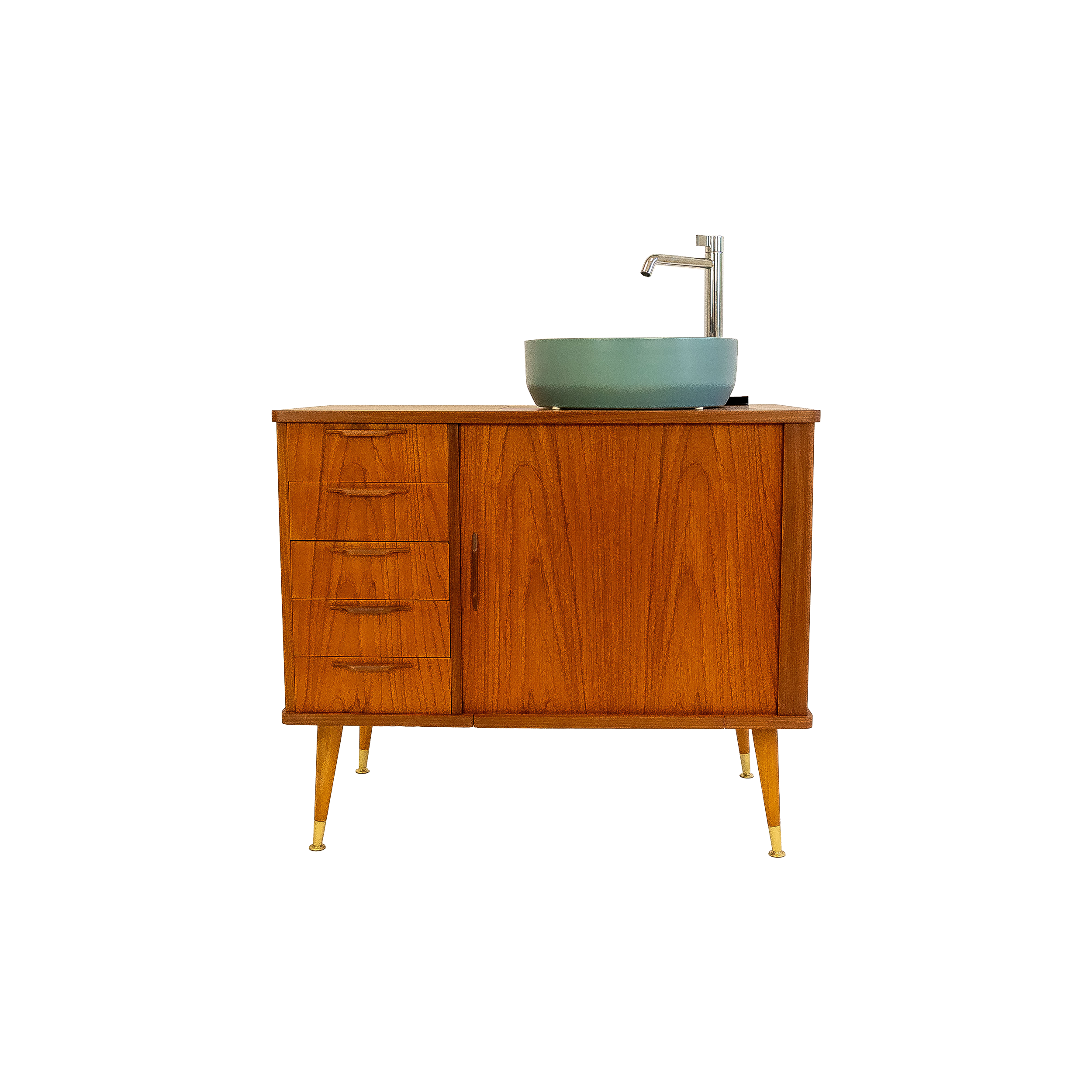 Badkamermeubel | Vintage | met Roldeur | Teak|4742